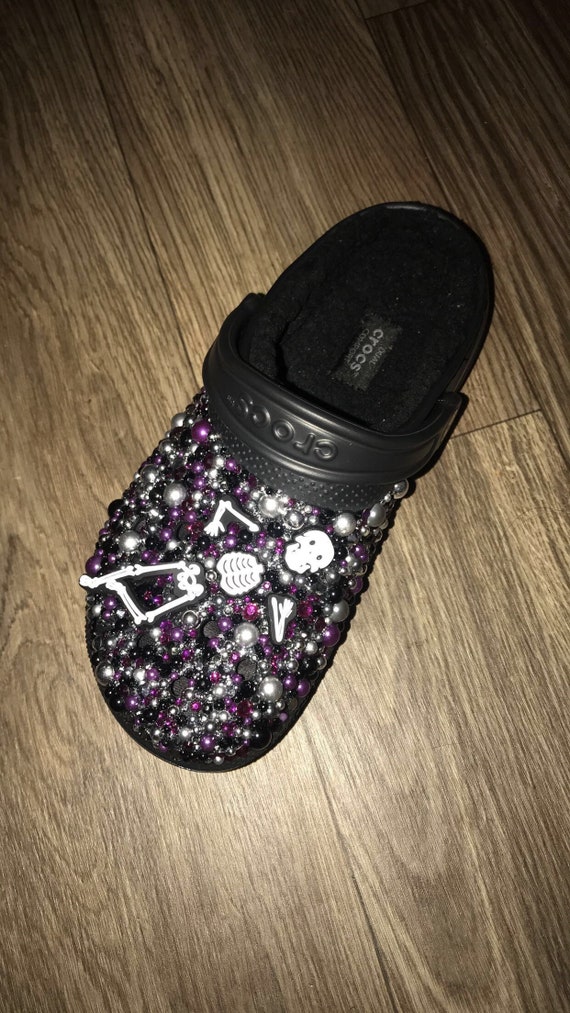 mint crocs with fur