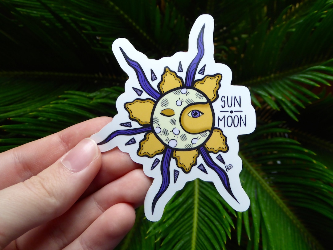 Celestial Sun and Moon Vinyl Sticker - Etsy