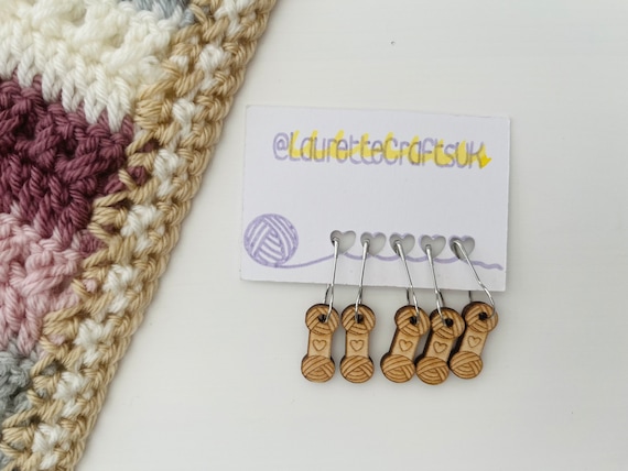 Birchwood Yarn Ball Stitch Markers: Knitting Crochet Accessories
