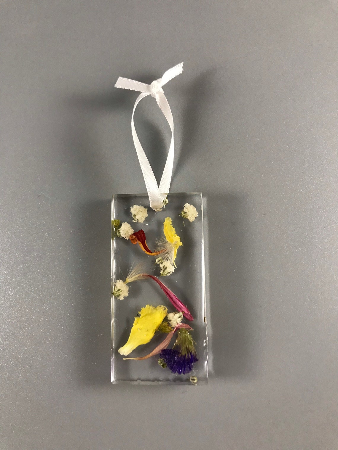 Dried flowers encased in resin keepsake Etsy