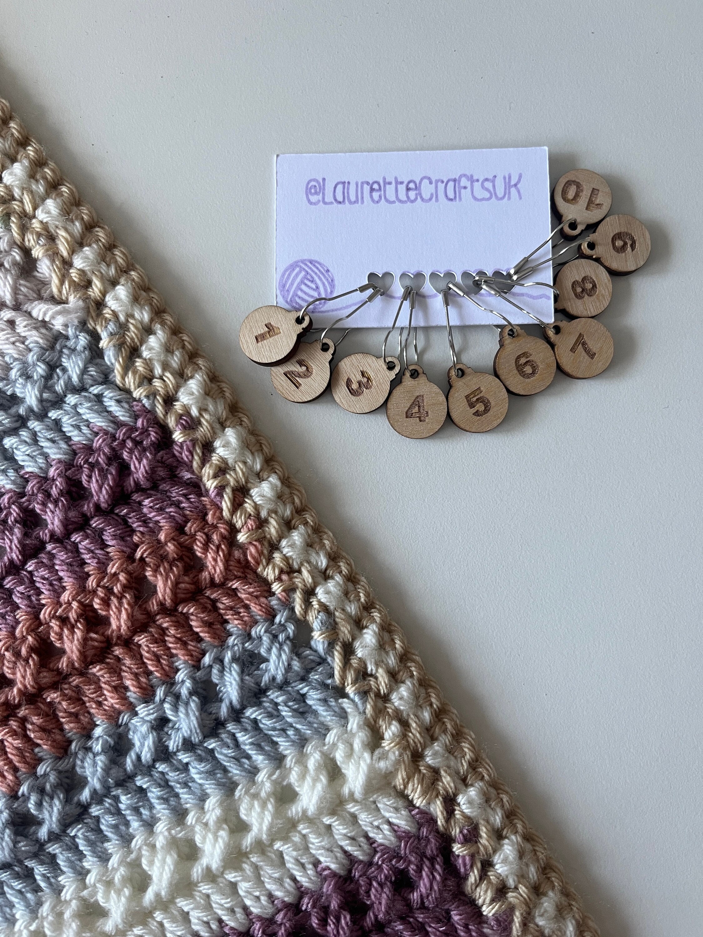 Row Counters Stitch Counters Crochet Knitting 2 Sizes of Sets Purple Stitch  Markers Count Keeper Flos Crafty Crochet 