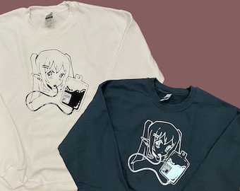 vampire girl - sweatshirt - black and white