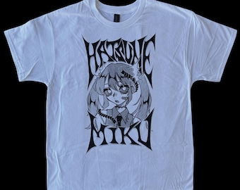 hatsune miku (white w/ black) - t-shirt