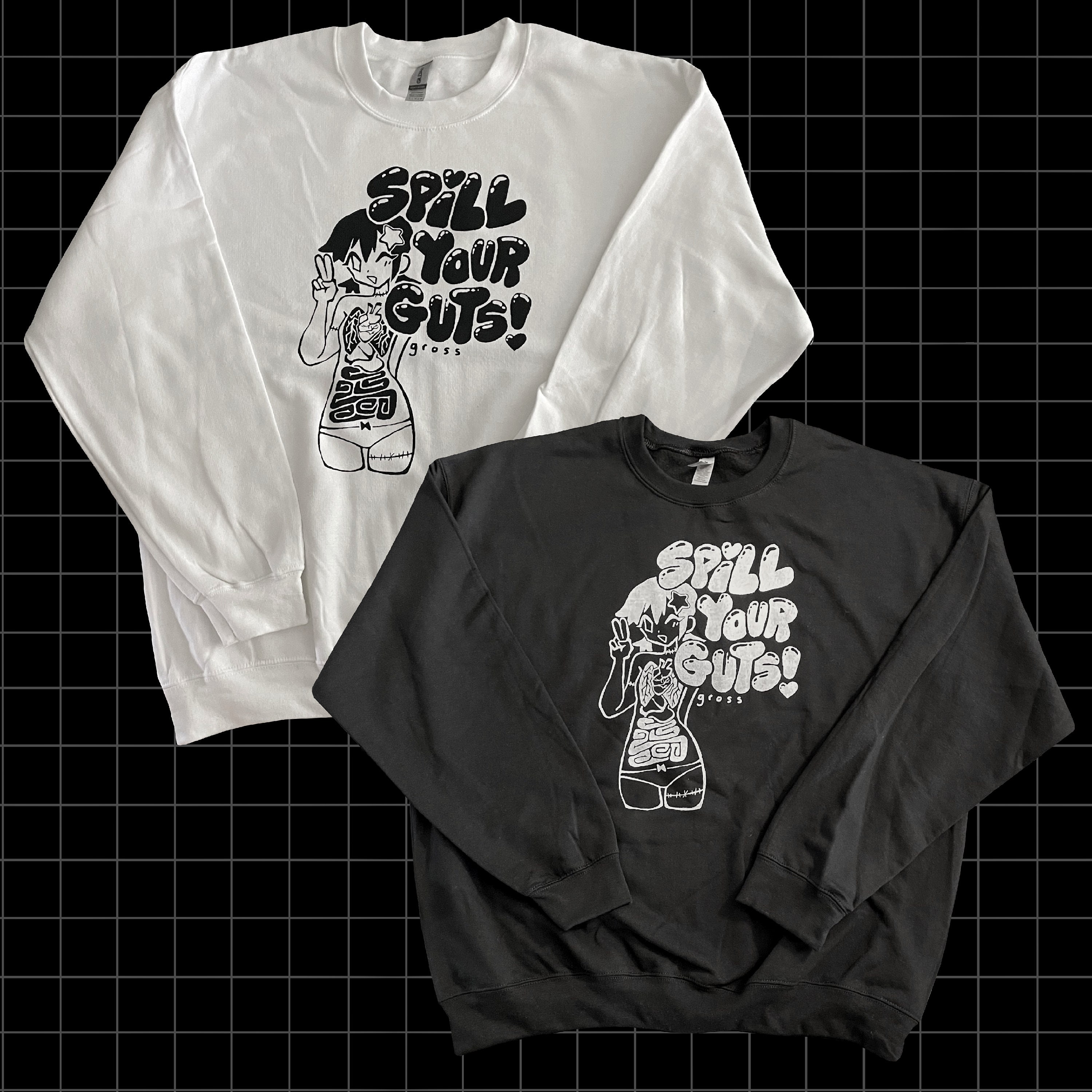 SPILL YOUR GUTS! - sweatshirt- black and white