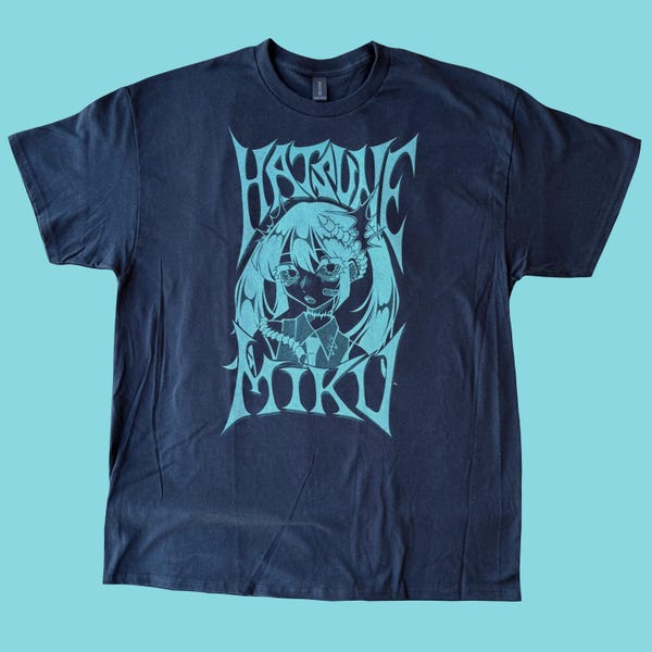hatsune miku (black w/ teal) - t-shirt