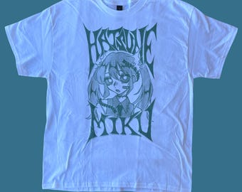 hatsune miku (white w/ teal) - t-shirt