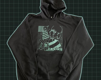 gross design no.4 - hoodie - sea foam and white