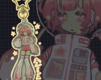 alien girl acrylic charm