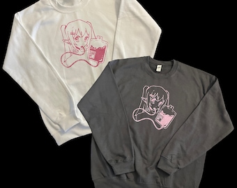 vampire girl - sweatshirt - pink glitter ink