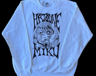 hatsune miku (white w/ black) - sweatshirt