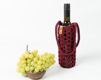 Borsa per bottiglie di vino all'uncinetto Portabottiglie d'acqua