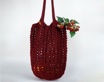 Marsala farmers'  market bag  Tote crochet bag  