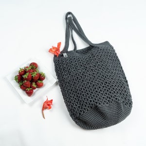 Reusable market bag  Grocery tote crochet bag  Net shoulder bag