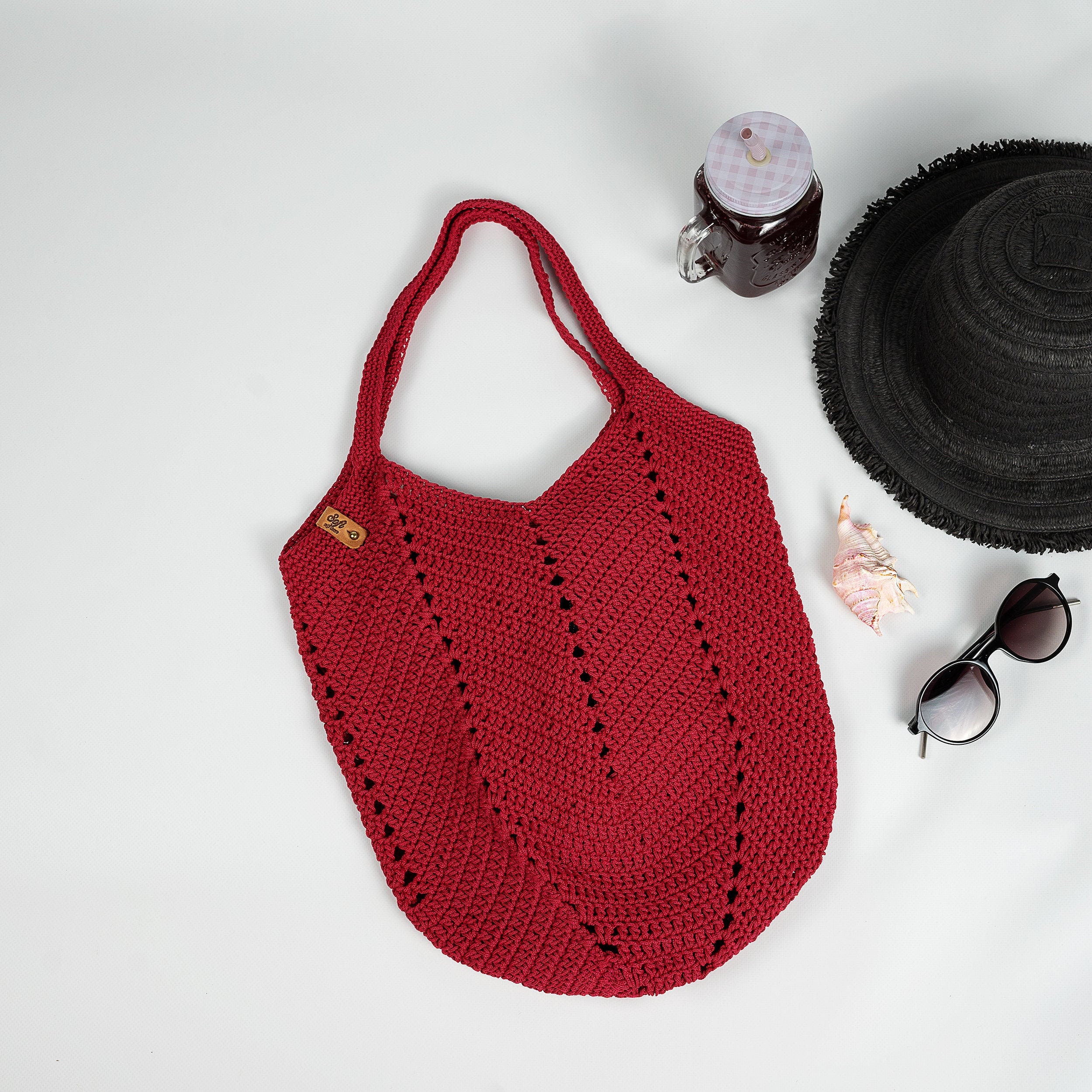 Red Crochet Shoulder Bag Crochet Tote Bag Etsy Red Crochet Shoulder Bag Crochet Tote Bag Etsy