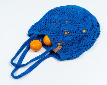 Bright Blue crochet shoulder bag