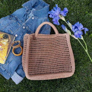 Casual crochet raffia handbag   Raffia Beach Bag
