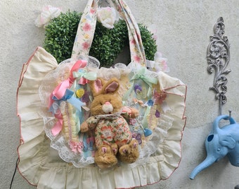 Bunny plush tote bag