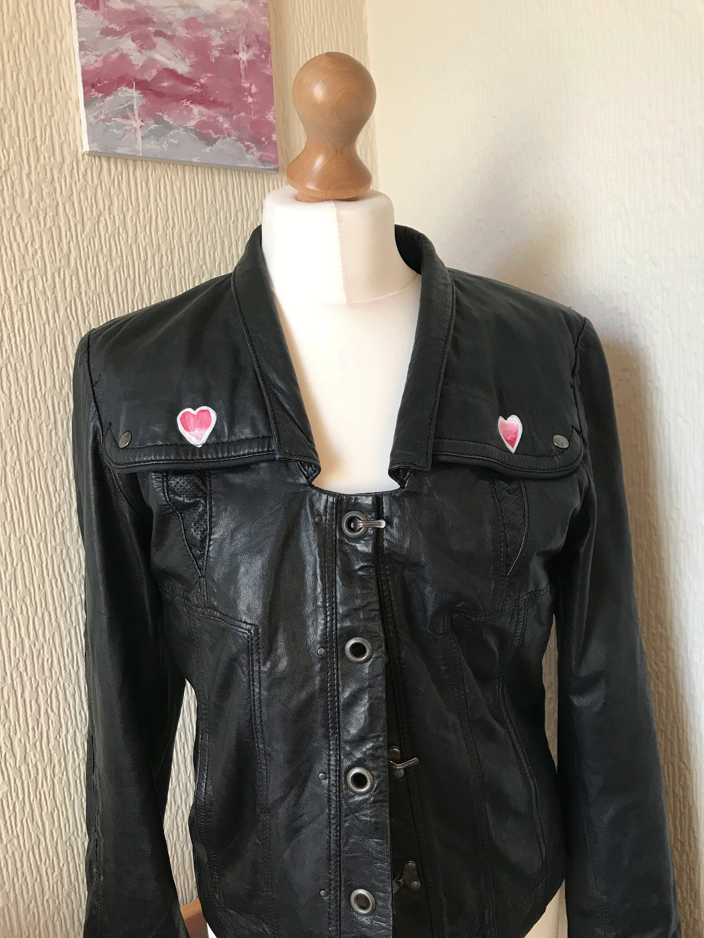 Heart leather jacket Etsy