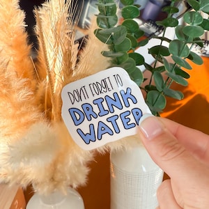 Don&#39;t Forget to Drink Water Sticker – Hydration Reminder Vinyl Sticker for Water Bottles, Laptops, Journals, Self-Care Aesthetic