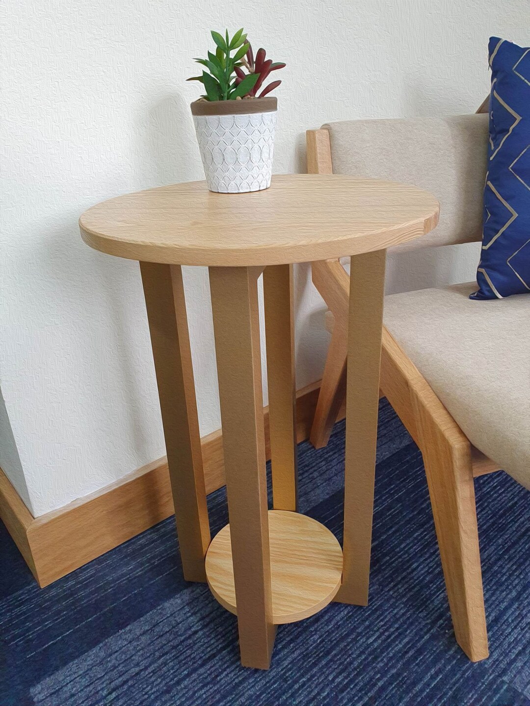 Solid Hardwood Ash Tall Side End Table - Etsy UK