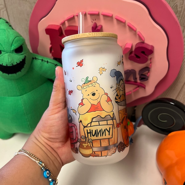 New Winnie the Pooh fall glass can, Winnie the Pooh glass can