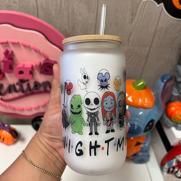 Nightmare friends custom glass can, Nightmare glass can