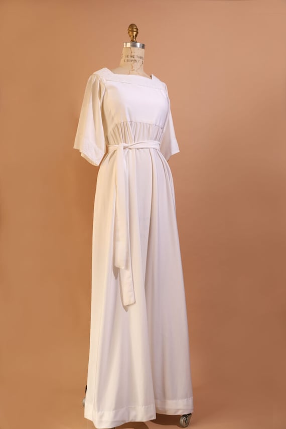 1970s White Prairie Dress