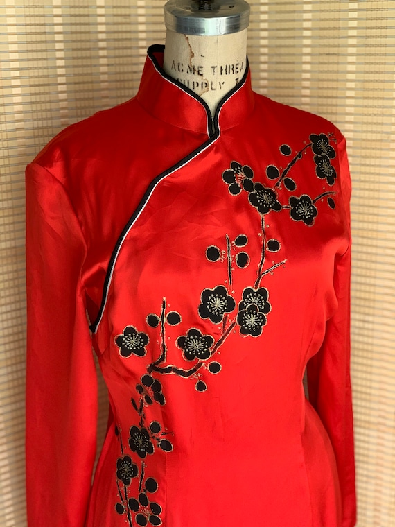 Red silk Oriental dress