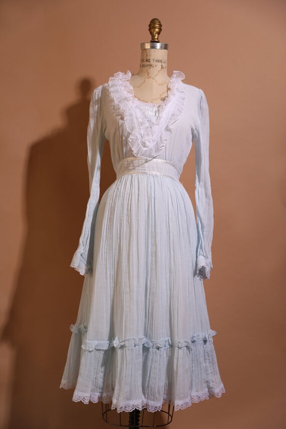 Vintage Ruffle Sheer Robin's Egg Blue Tea Dress