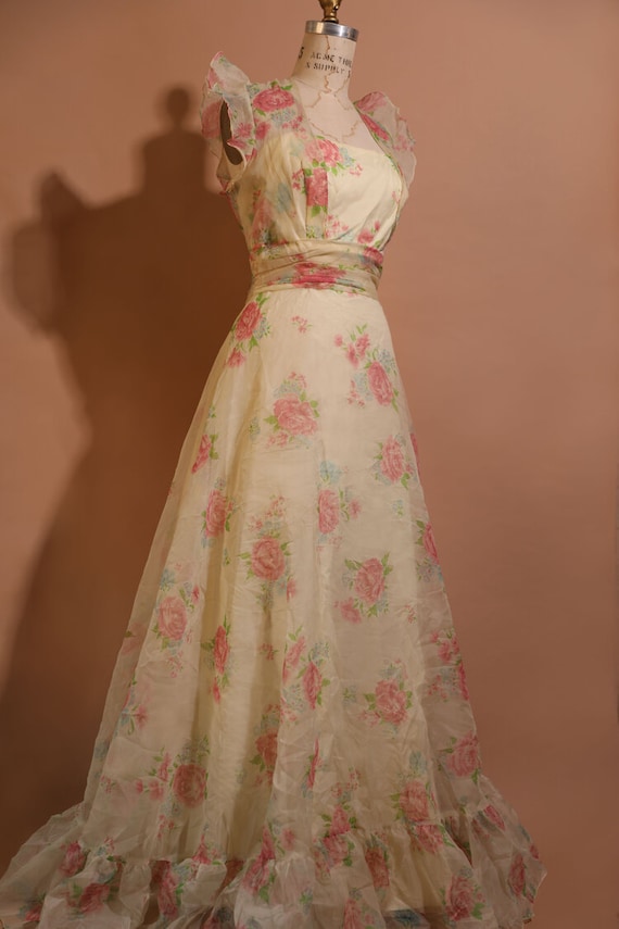 Vintage Sheer Garden Flutter Gown