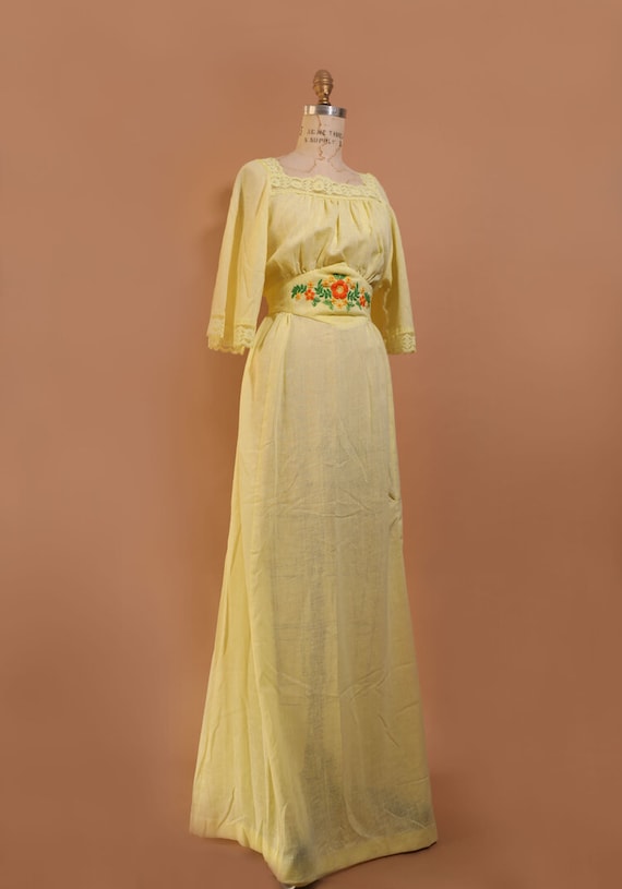 1970s Yellow Prairie Dress