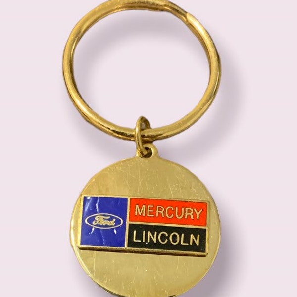 Rare Handmade Vintage Gold Plated Ford Lincoln Mercury Logo Collectible Automotive Advertising Sign Souvenir Key Chain