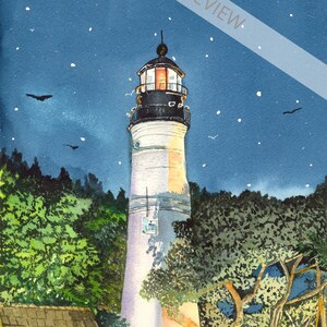8 x 10 Key West Lighthouse Watercolor Print