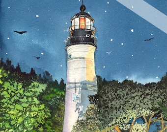 8 x 10 Key West Lighthouse Watercolor Print