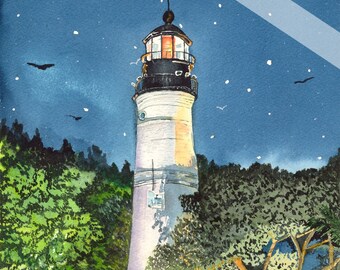 11 x 14 Key West Lighthouse Watercolor Print