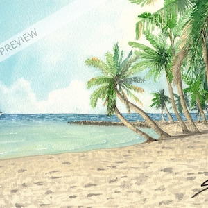 8 x 10 Florida Keys Beach Watercolor Print