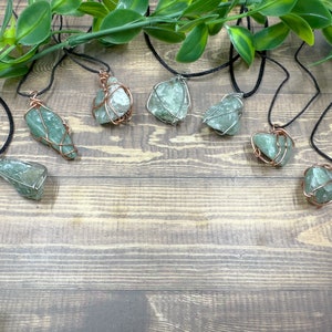 Wire Wrapped Green Aventurine Pendant Necklace: Adjustable Boho Crystal