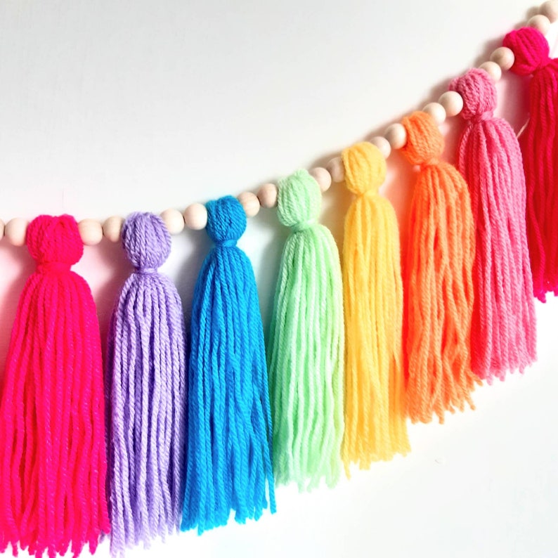 Rainbow tassel Garland beaded tassel garland Etsy