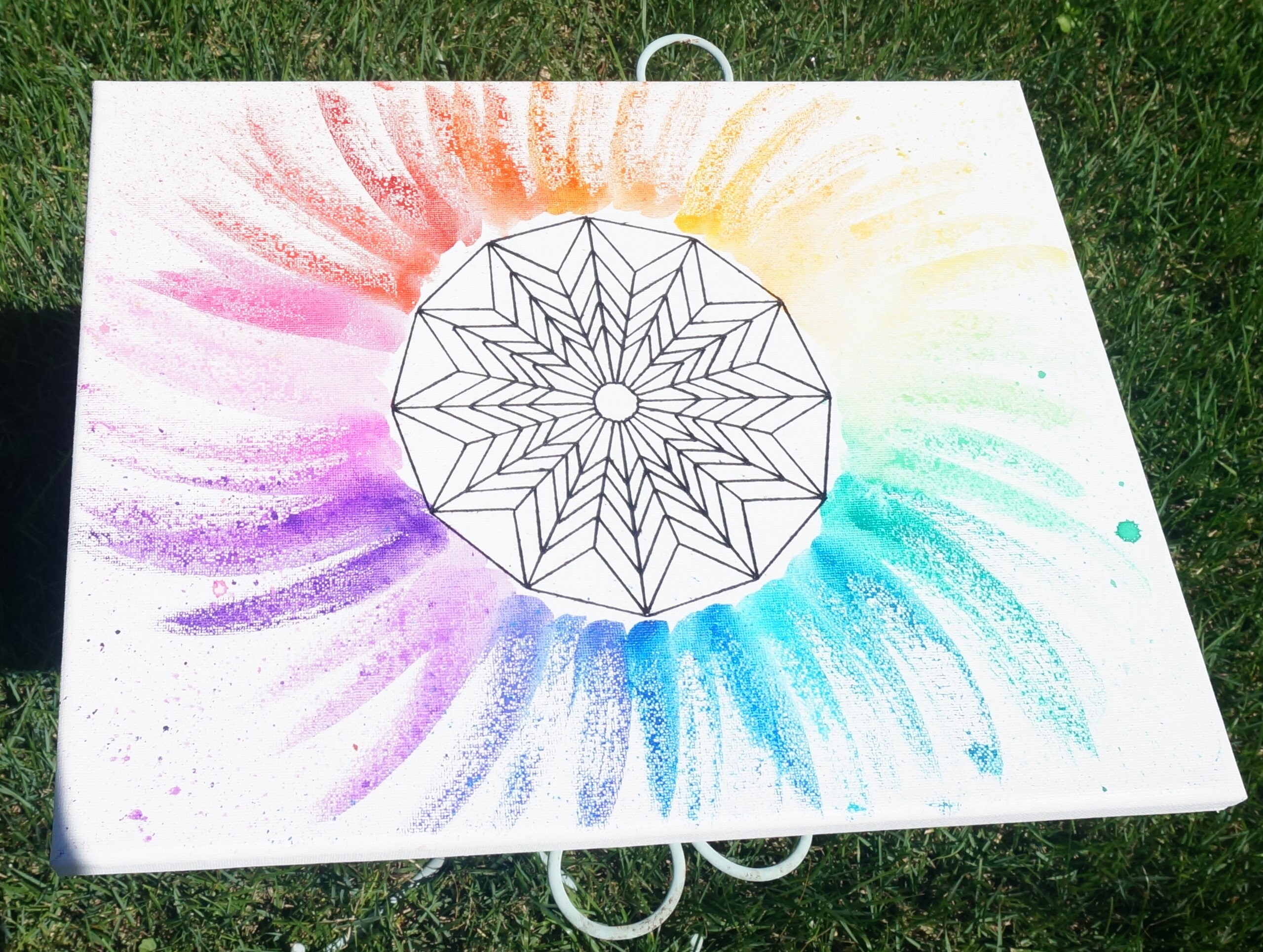 Geometric Watercolor Canvas String Art Rainbow Etsy