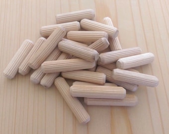 Wooden Dowels - Fluted - 1&quot; or 1.5&quot; - 25 dowels per set