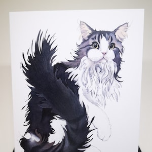 Carte de Voeux Chat, Portrait de Griffon, Tabby Gris, Cadeau