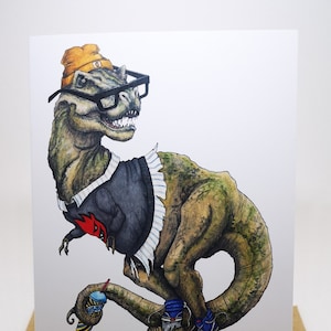 Carte de vœux, T-Rex, Dinosaure, patineur, Cadeau