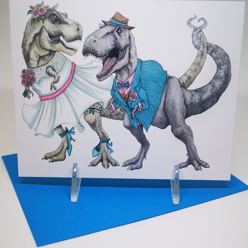 Greeting Card, T-Rex, Dinosaur, Wedding, Gift