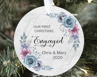 Our First Christmas Engaged Ornament * Personalized Christmas Ornament * Personalized Engagement Gift For Couples * Custom Christmas Gift