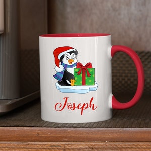 Kids Christmas Mug * Personalized Christmas Penguin Mug * Custom Christmas Gift * Hot Chocolate Mug * Penguin Gift * Cute Christmas Gift