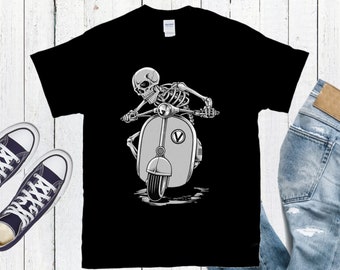 Funny Skull Biker T-shirt * Gift For Riders * Skull Shirt * Motorcycle Rider Shirt * Gift For Him * Shirt For Friends * Vespa Lovers Gift