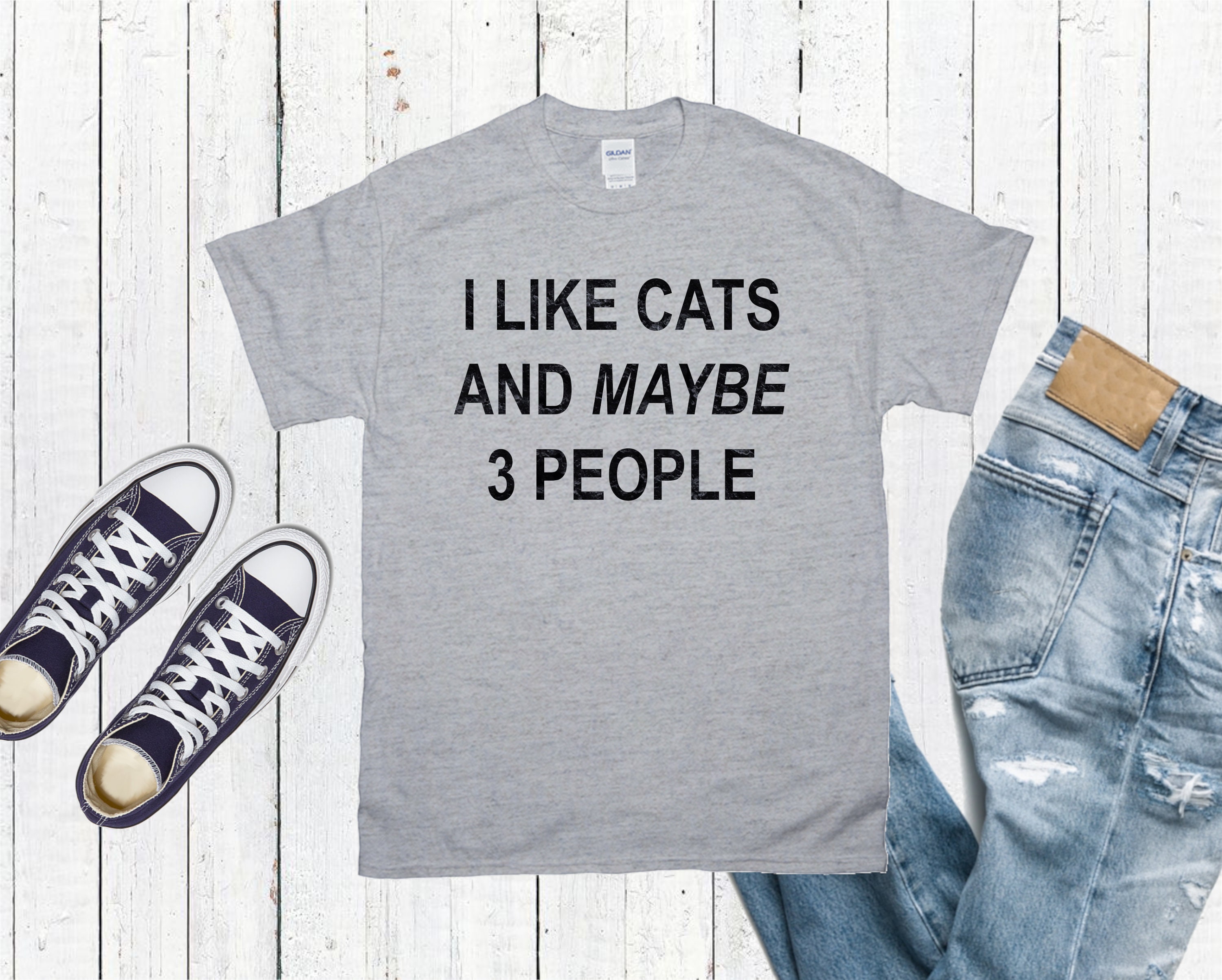 I Like Cats And Maybe 3 People Cat Owner T-shirt Funny | Etsy