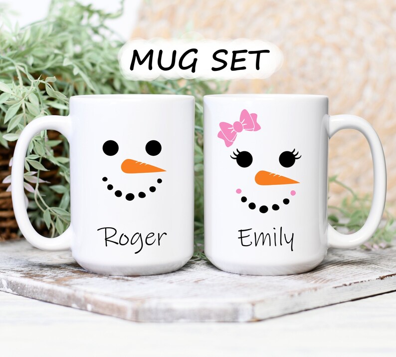 Snowman Mug Set Personalized Christmas Mugs Cute Christmas - Etsy