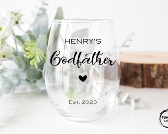 Custom Godparents Wine Glass * Personalized Godparent Gift * Godfather & Godmother Glass * Gift For Godparents * New Godparents Wine Glass