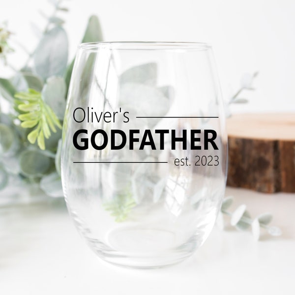 Personalized Godfather Wine Glass * Godfather To Be Glass * Gift For Godfather * Announcement Gift For Godfather * New Godfather Gift